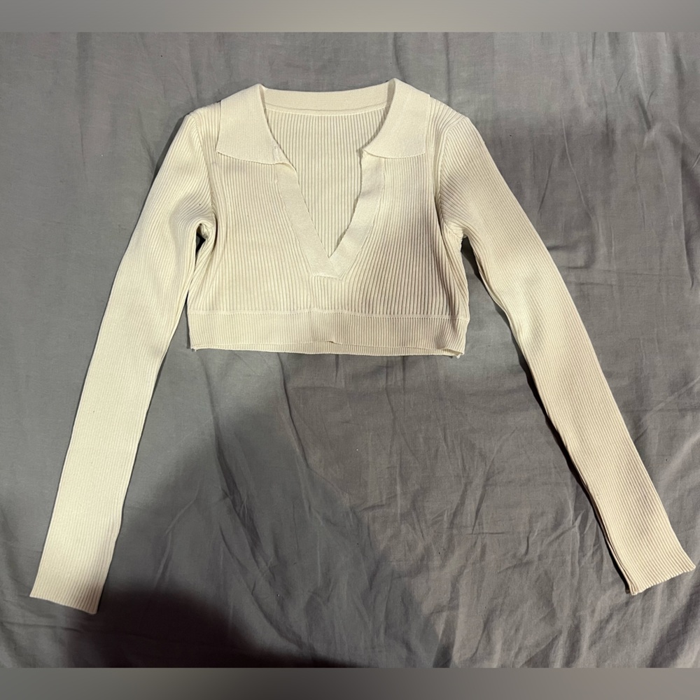 Cream cropped long sleeve